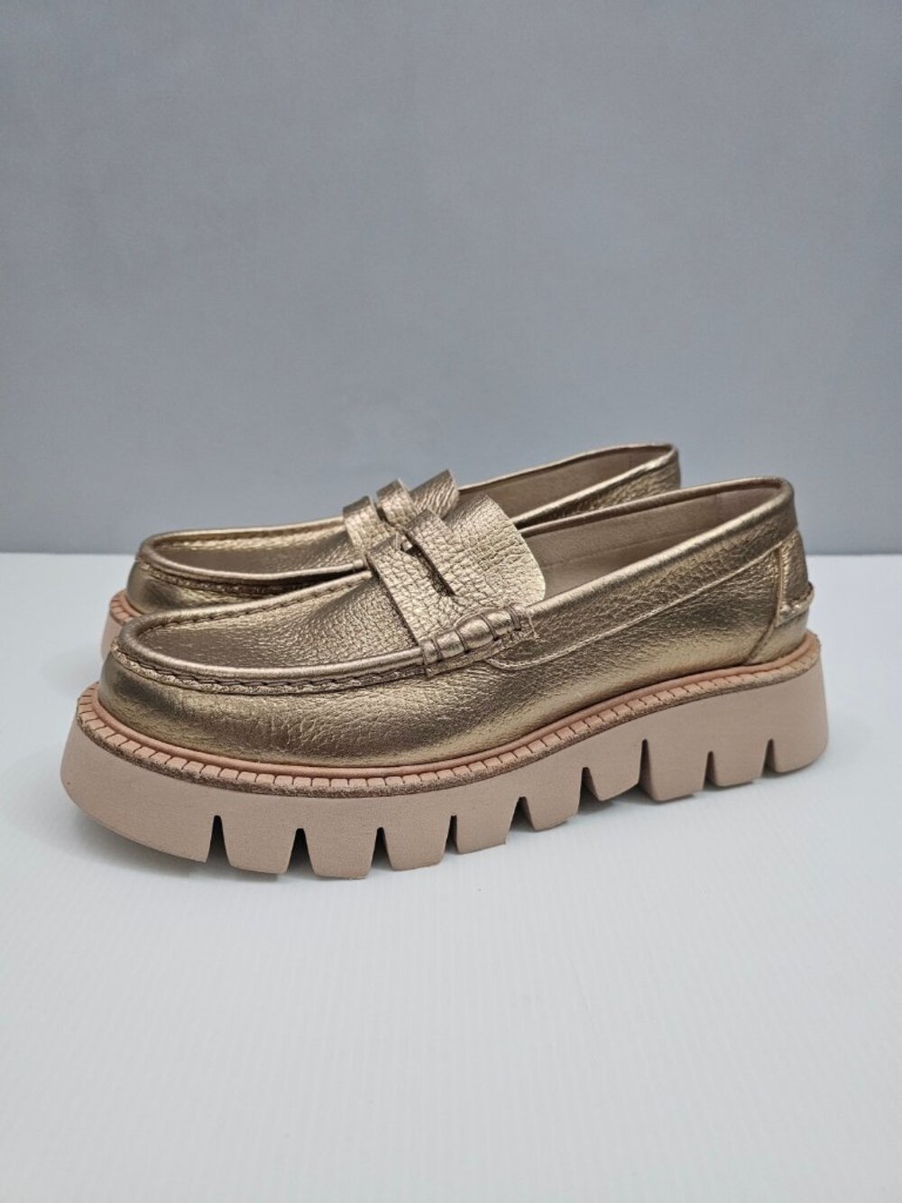 Pedro Garcia Sebas Platform Loafers Womens EU 40.5 Metallic Rose Gold Lug Sole